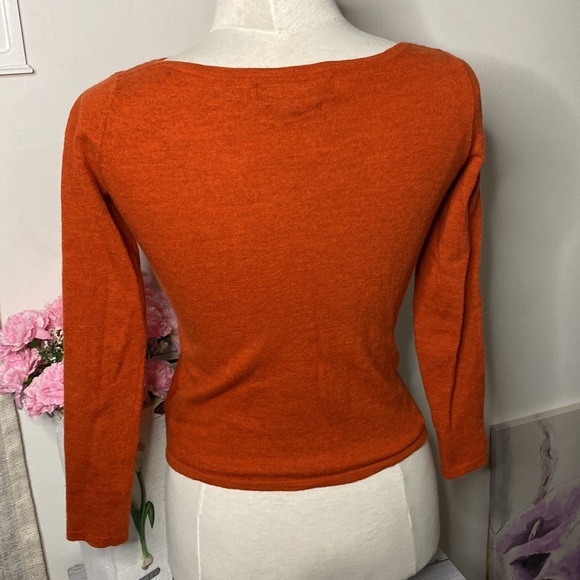 🌷Paul Costelloe🌷 Burnt Orange 100% Merino Wool Crop Sweater - Picture 9 of 11